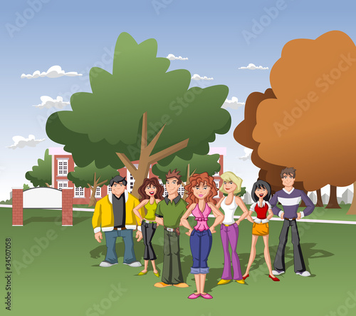 Students in front of university