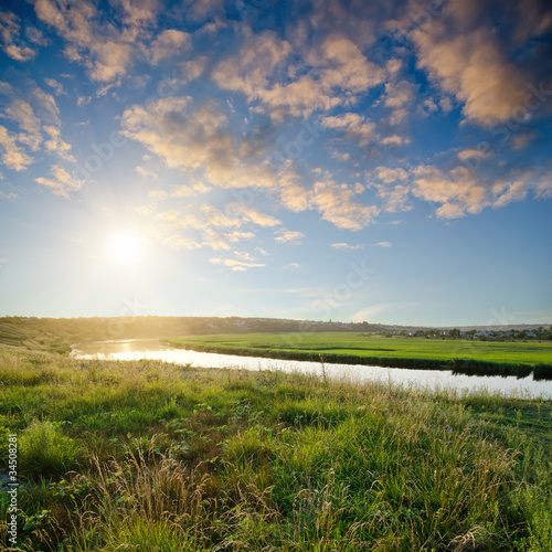 sunset over river