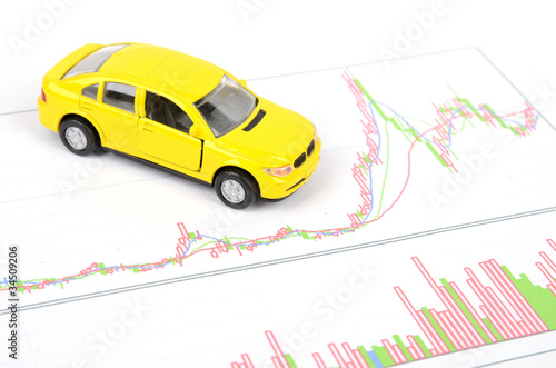 Toy car and financial graph