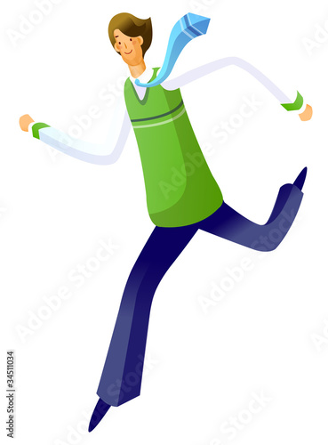 Side view of man running