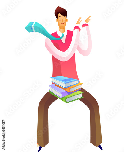 Close-up of man sitting with books