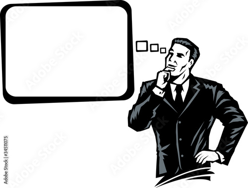 Stylized Businessman deep in thought.