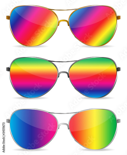 abstract rainbow sunglasses isolated on white background