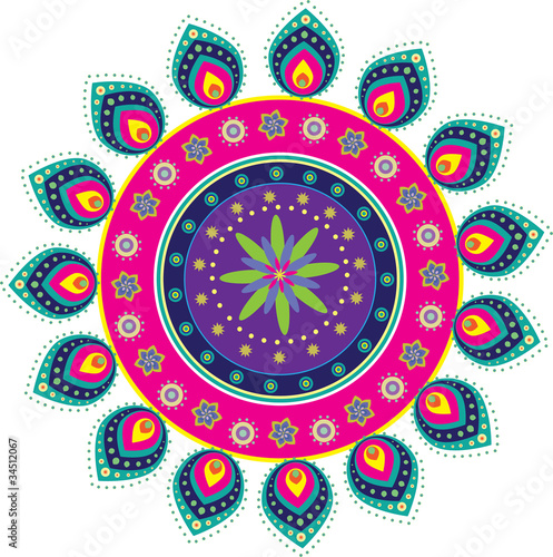 Stock Vector Illustration: Colorful Indian icon