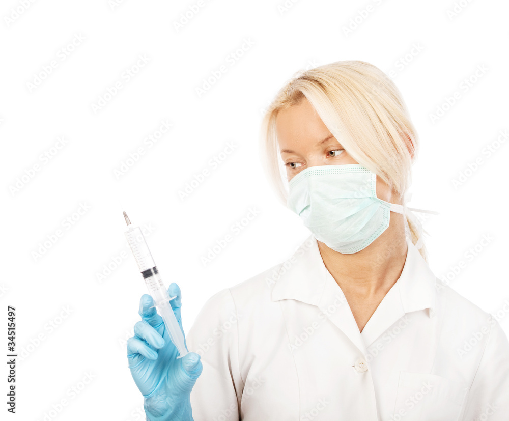 young women doctor with injection young women doctor with injection