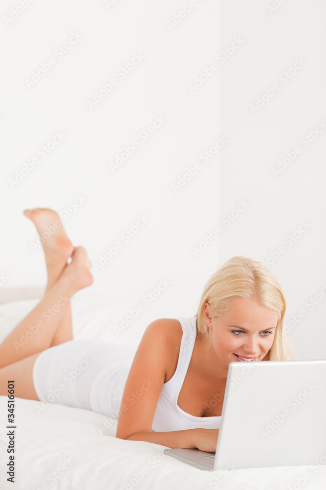 Portrait of a woman using a notebook Portrait of a woman using a notebook