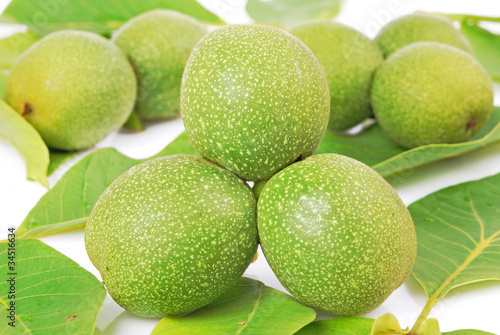walnut on green, creative and healthy food