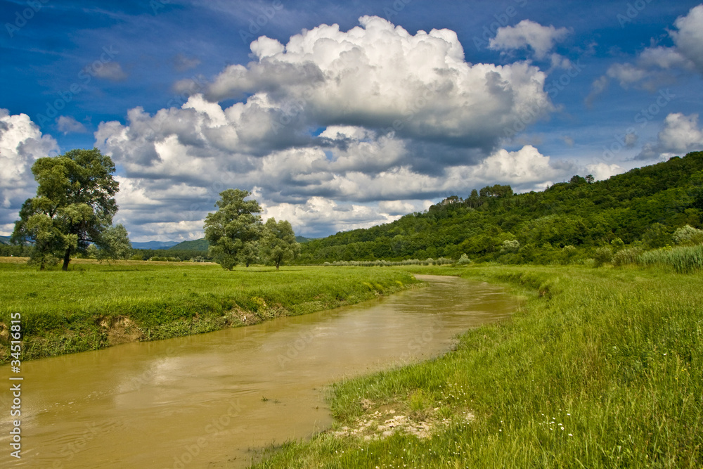 River Mirna after the rain with the clouds River Mirna after the rain with the clouds