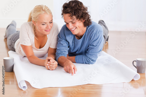Couple organizing their new home