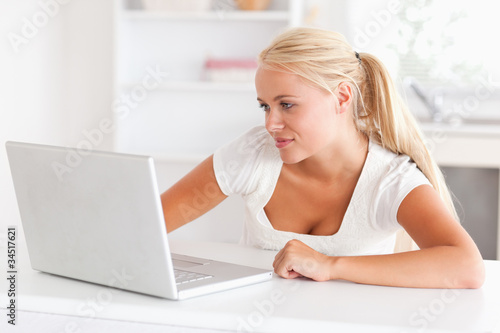 Woman using a notebook