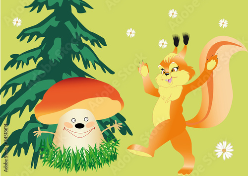 squirrel and mushroom