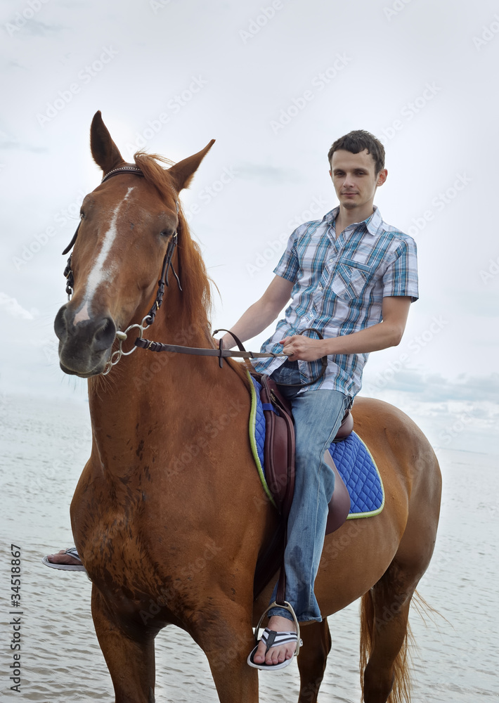 Fototapeta premium Man on horse