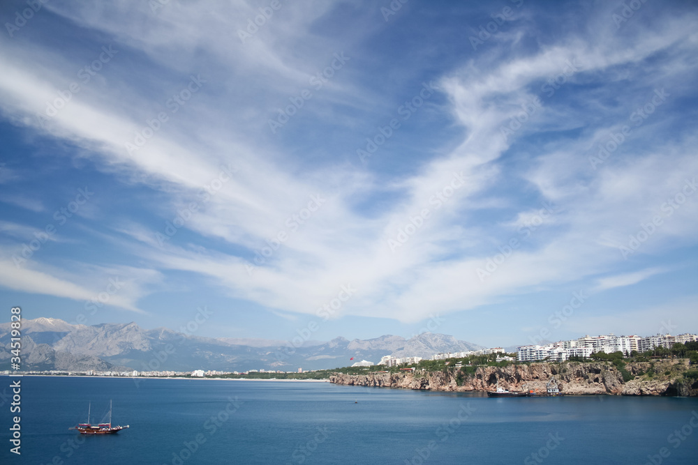 Beautiful view on the Mediterranean coast in Turkey