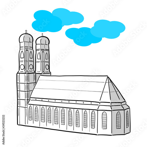 zeichnung frauenkirche münchen III
