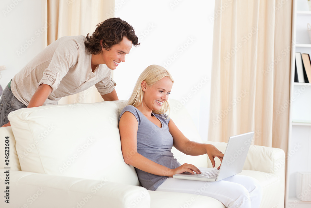 Lovely couple with a notebook Lovely couple with a notebook