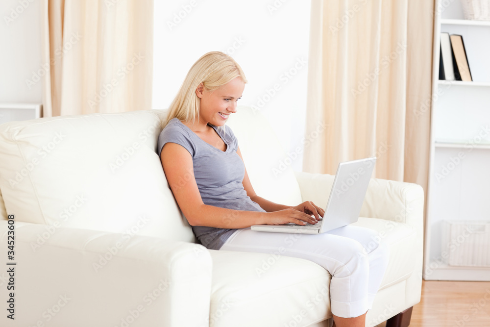 Lovely woman using a notebook Lovely woman using a notebook