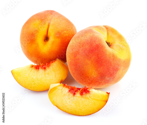 fresh peach with cut isolated