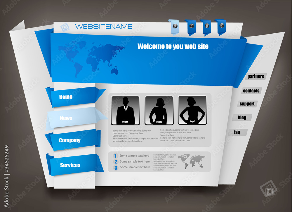 Naklejka premium Business website design template. Vector illustration.