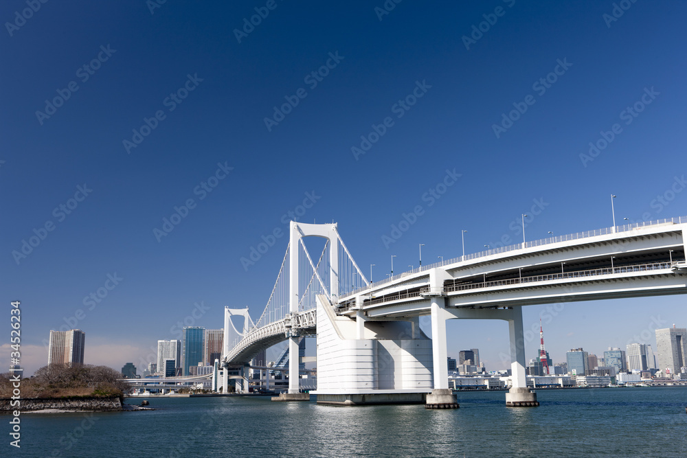 東京港とレインボーブリッジ