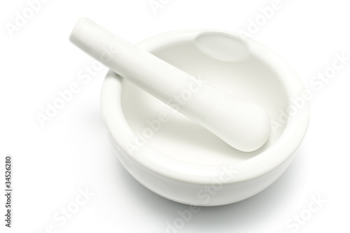 White porcelain mortar and pestle