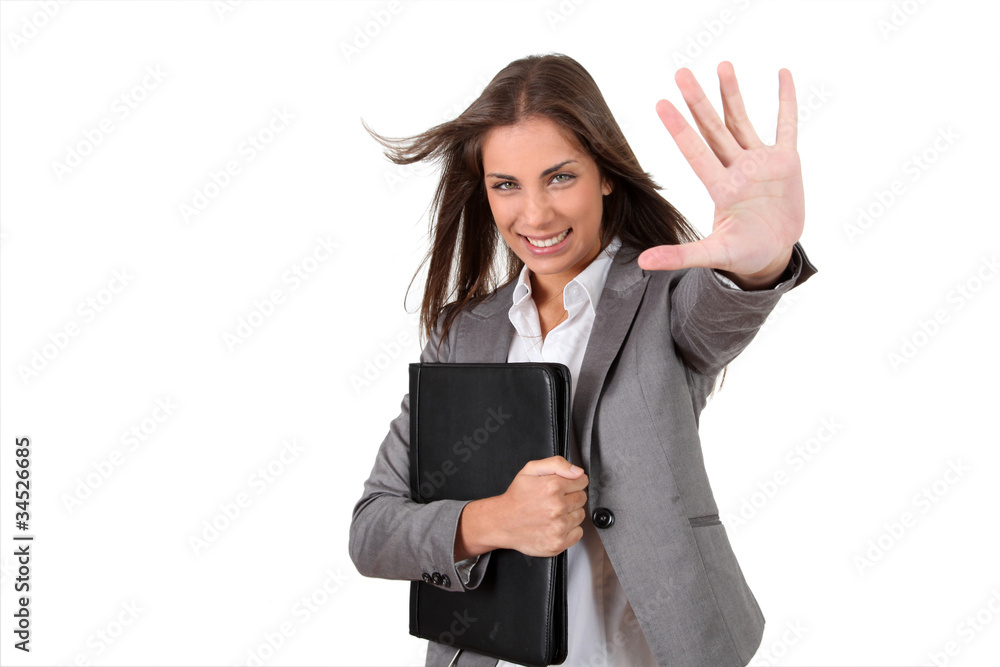 Portrait of young businesswoman showing thumb up Portrait of young businesswoman showing thumb up