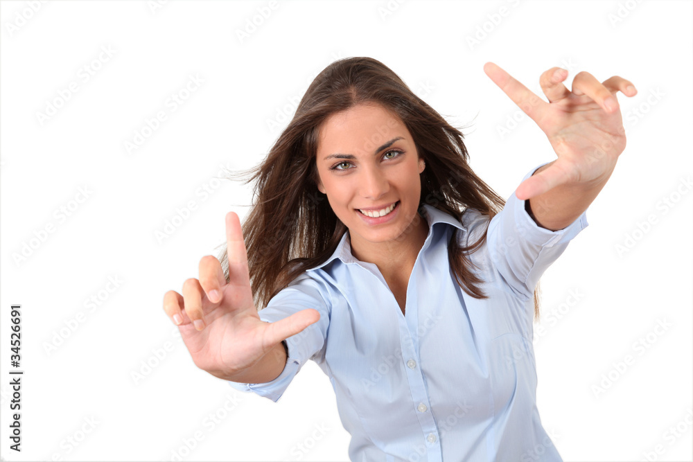 Portrait of beautiful young woman cropping image Portrait of beautiful young woman cropping image