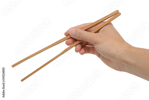 Using bamboo chopsticks with right hand isolated