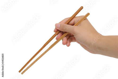 Using bamboo chopsticks with right hand isolated