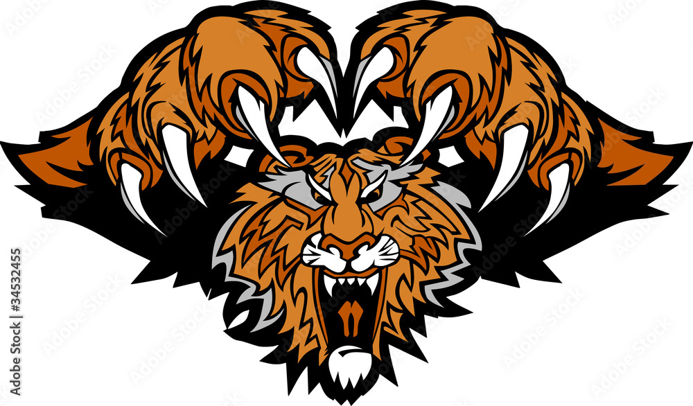 Naklejka premium Tiger Mascot Pouncing Graphic Logo