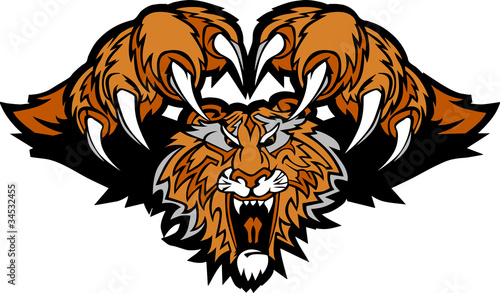 Tiger Mascot Pouncing Graphic Logo