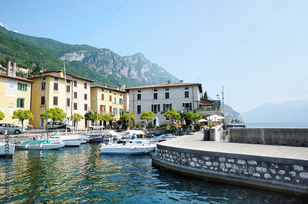 Fishing boats in Gargnano, by the lake of Garda, Italy