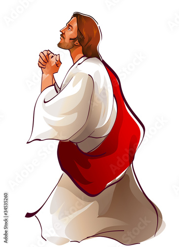 Side view of Jesus Christ praying
