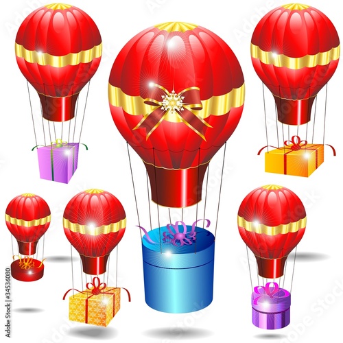 Mongolfiere Regali di Natale-Fire Balloon Christmas Gifts-Vector