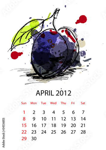 Calendar with fruit for 2012