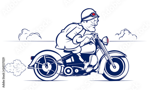 retro style cartoon biker