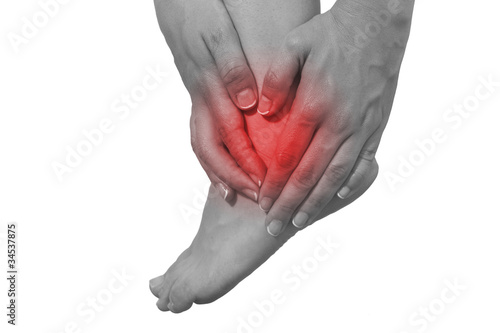 Acute pain in a woman ankle © Lovrencg