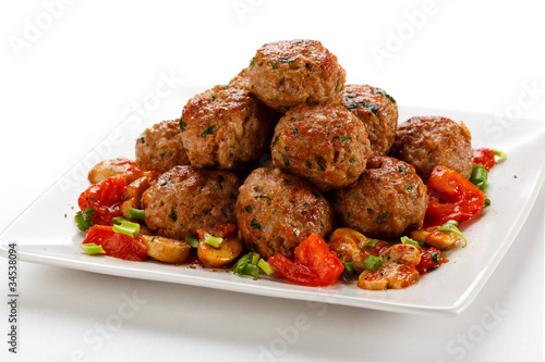 Roasted meatballs photo