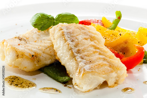 Fish dish - fried fish fillets and vegetables