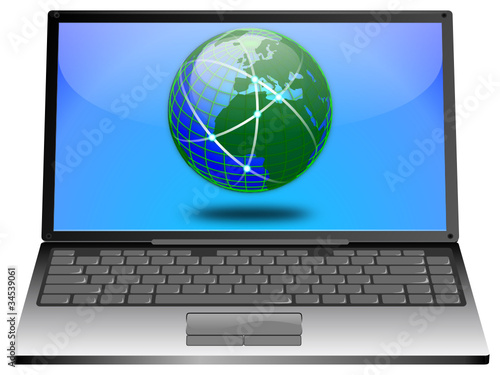 Laptop Globale Welt und Vernetzung
