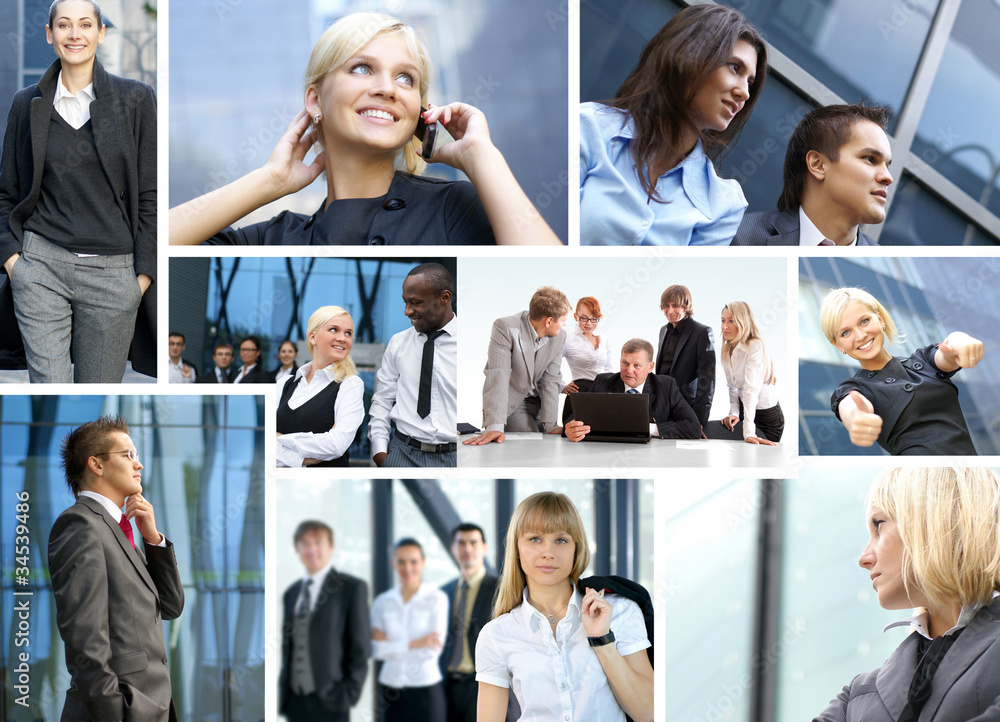 A collage of images with young business persons A collage of images with young business persons