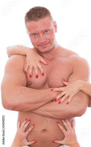 man with female hands