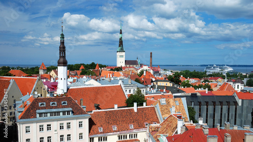 Panorama of old Tallinn from town hall tower