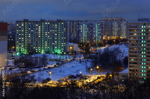 Dwelling array from high-riser with parking late evening © Pavel Losevsky