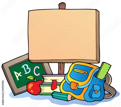 School theme with wooden board