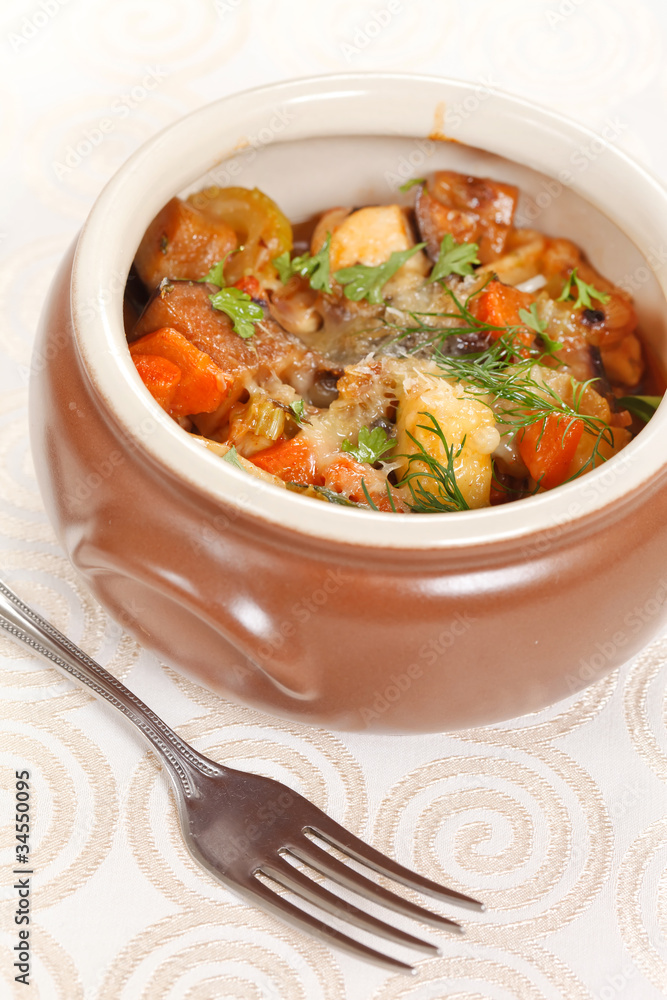 meat and vegetables in the pot meat and vegetables in the pot