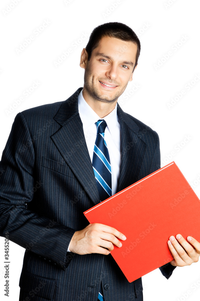 Businessman with folder, isolated on white background Businessman with folder, isolated on white background