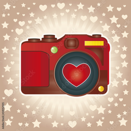 Câmera fotográfica vermelha