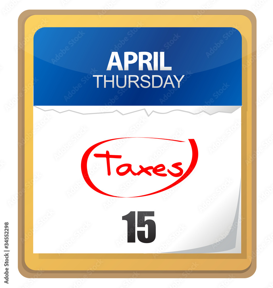 The big Tax Day, the 15th, is circled on a white calendar