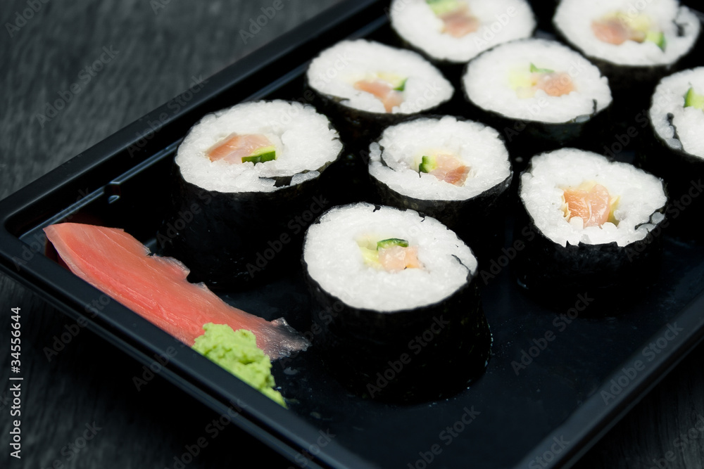 Sushi plate close-up Sushi plate close-up
