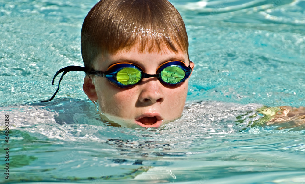 Close up of Boy Swimming